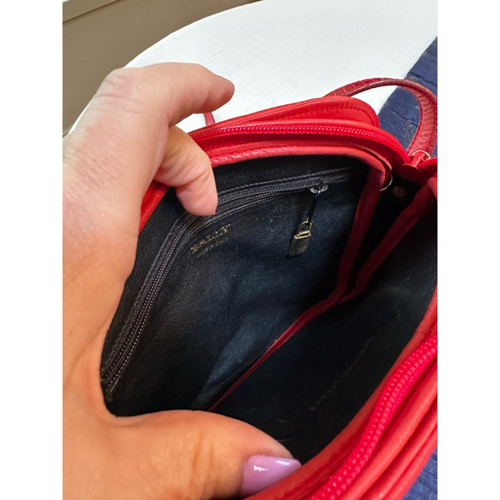 Bally Red Leather & Lizard Crossbody Bag - Picture 16 of 16